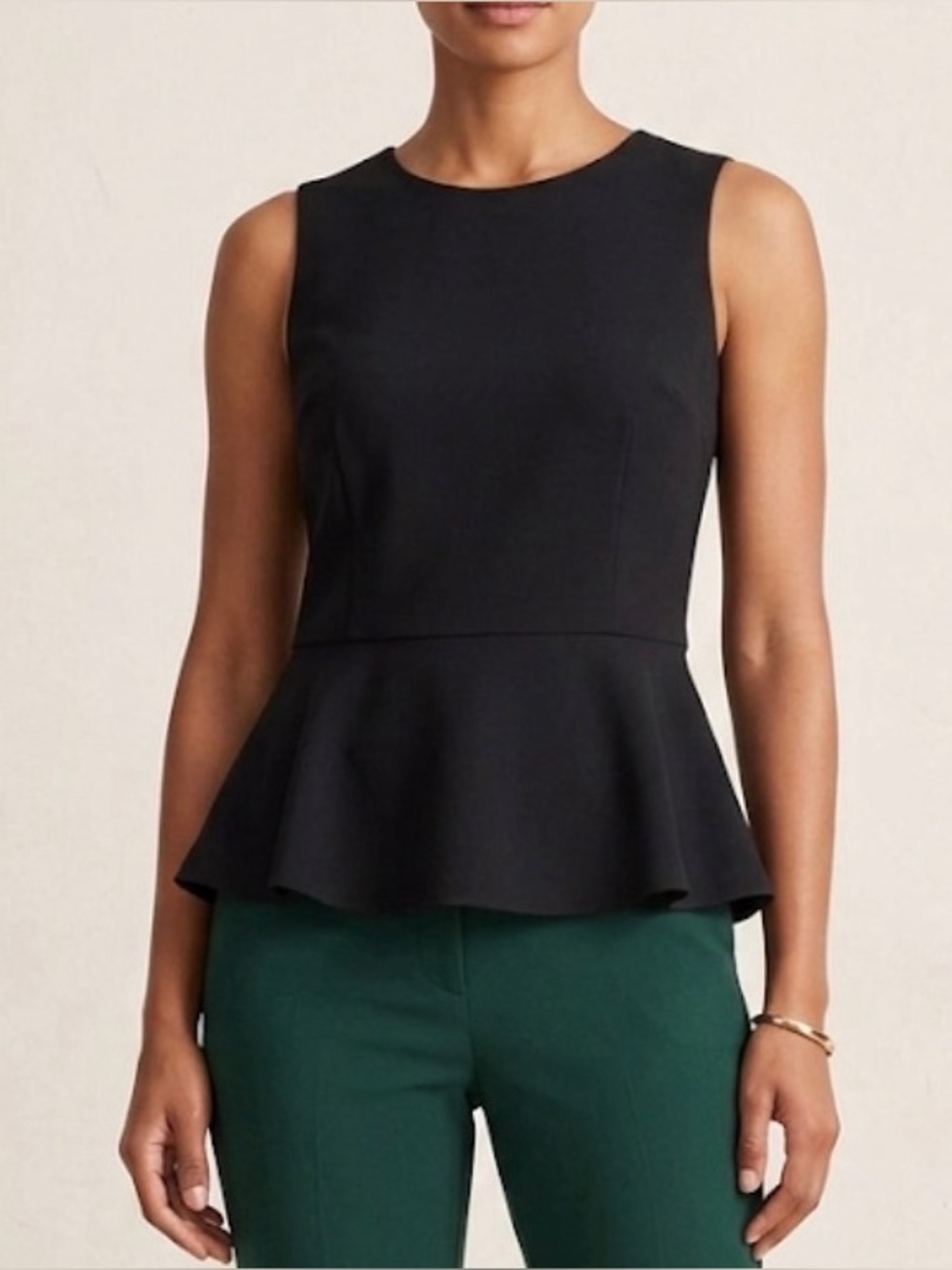 Cynthia Steffe Black Sleeveless Peplum Top